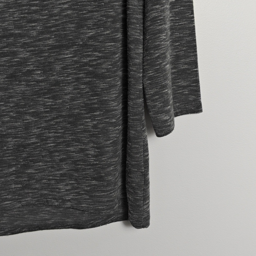 TALBOTS Heathered Grey Button Split Neck Three-Quarter Sleeve Size Medium - Picture 4 of 14